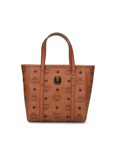 Mcm Small Tote Bag Toni Top-zip In Brown
