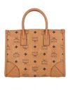 Mcm Structured Monogram Print Tote Bag In Brown