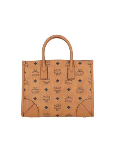 Mcm Small Tote Bags "münchen" In Brown