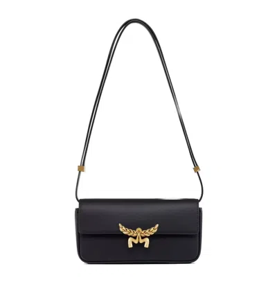Mcm Spanish Calf Leather Shoulder Bag In Black