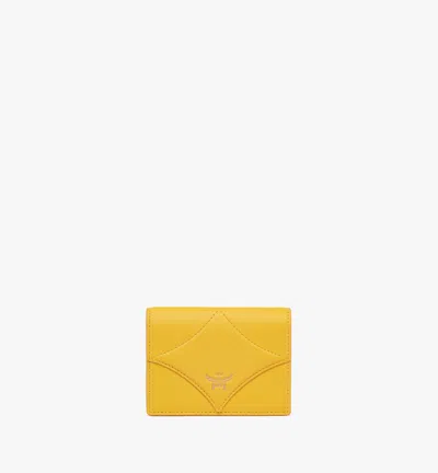 Mcm Spanish Calfskin Diamond Snap Wallet In Yellow