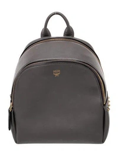 Pre-owned Mcm Spike Backpack In Gray