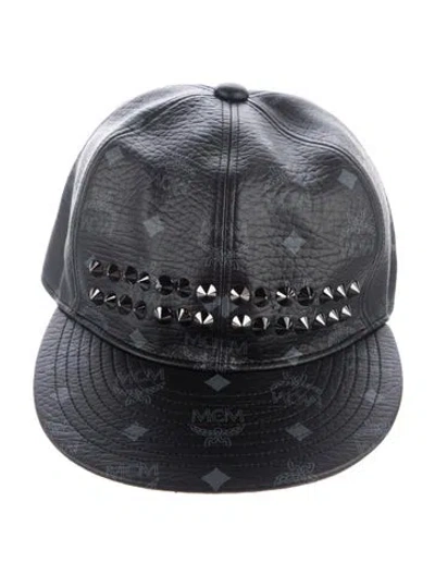 Pre-owned Mcm Spiked Graphic Print Baseball Cap W/tags In Black