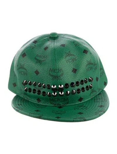 Pre-owned Mcm Spiked Graphic Print Baseball Cap W/tags In Green