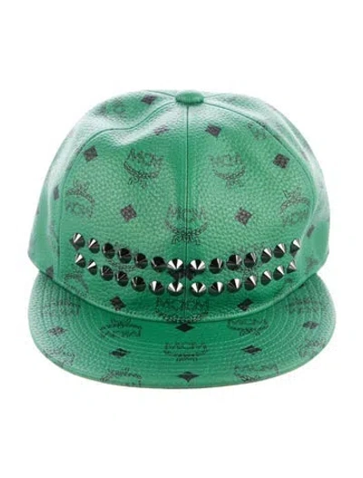 Pre-owned Mcm Spiked Graphic Print Baseball Cap W/tags In Green