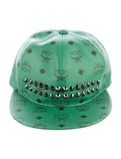 Pre-owned Mcm Spiked Graphic Print Baseball Hat W/tags In Green