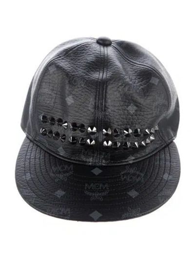 Pre-owned Mcm Spiked Graphic Print Cap W/tags In Black