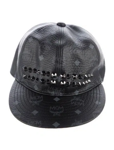 Pre-owned Mcm Spiked Graphic Print Cap W/tags In Black