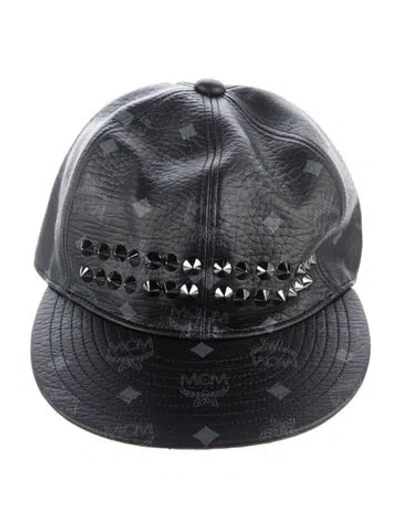 Pre-owned Mcm Spiked Graphic Print Cap W/tags In Black