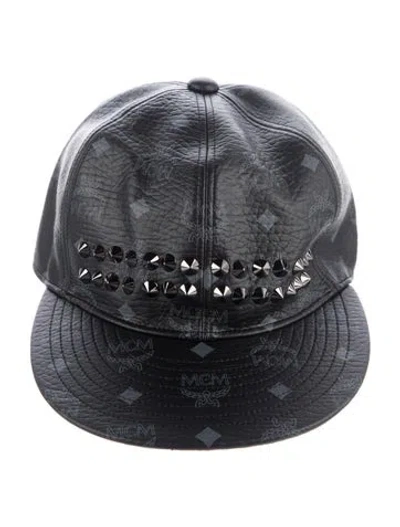 Pre-owned Mcm Spiked Graphic Print Cap W/tags In Black