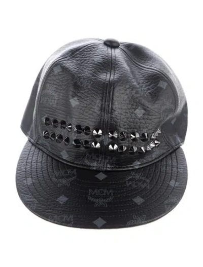 Pre-owned Mcm Spiked Graphic Print Cap W/tags In Black