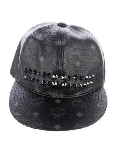Pre-owned Mcm Spiked Graphic Print Hat In Black