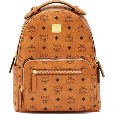 Mcm Stark 32 Visetos Backpack In Cognac