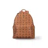 Mcm Backpack Studded Front Zip Pocket Adjustable Straps In Brown