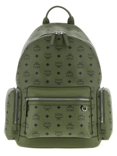 Mcm Medium Stark Visetos Monogram Backpack In Green