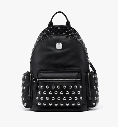 Mcm Stark Backpack In Galactic Gala Lambskin In Black