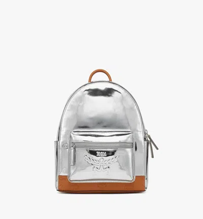 Mcm Stark Backpack In Metallic Mirror Leather In Silver