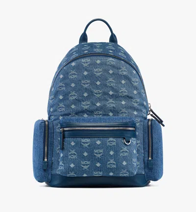 Mcm Stark Backpack In Monogram Denim Jacquard In Blue