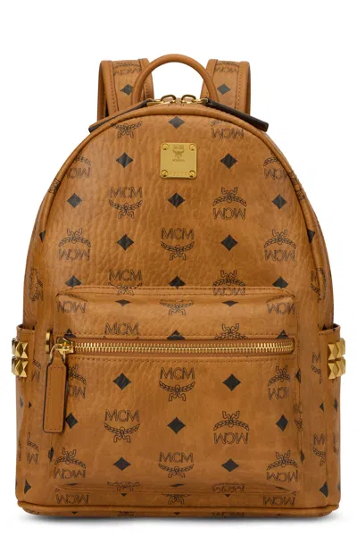 Mcm Stark Backpack In Synthetic Leather In Sand