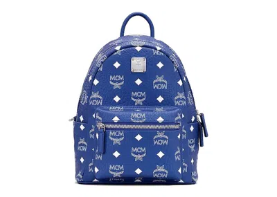 Pre-owned Mcm Stark Backpack Visetos In Blue