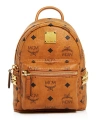 Mcm Stark Bebe Boo Side Studs Backpack In Visetos In Cognac