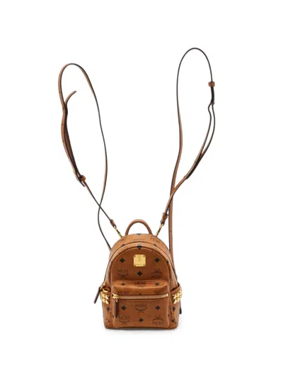 Pre-owned Mcm Stark Bebe Boo Side-stud Backpack In Brown