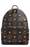Mcm Stark Coated Canvas Monogram Backpack In Black