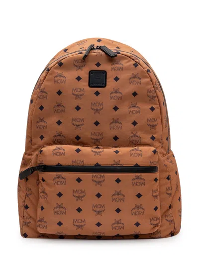 Mcm Stark Fabric Mini Backpack In Brown