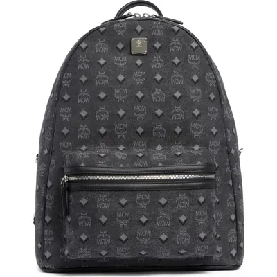 Mcm Stark Logo Backpack In Dark Grey