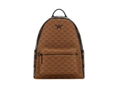 Pre-owned Mcm Stark Maxi Mn Vtm Medium Backpack In Cognac