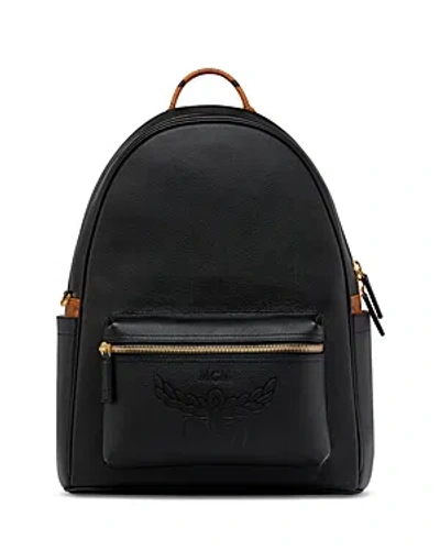 Mcm Men's Stark Medium Embossed Leather Backpack In Black