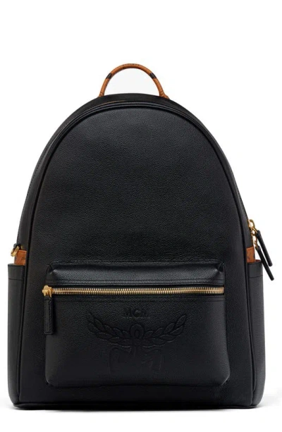 Mcm Stark Medium Leather Backpack In Black