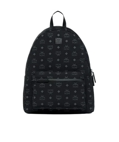 Mcm Stark Monogram-pattern Packable Backpack In Black