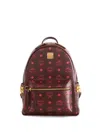 Mcm Stark Monogram-print Studded Backpack In Brown