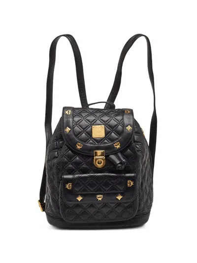 Pre-owned Mcm Stark Quilted Leather Backpack In Black