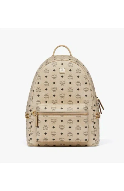 Mcm Stark Side Studs Backpack In Beige + Black