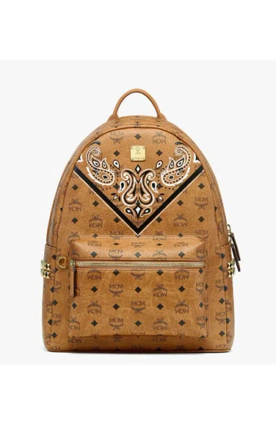 Mcm Stark Side Studs Backpack In Brown