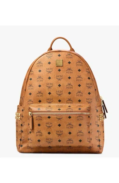 Mcm Stark Side Studs Backpack In Orange