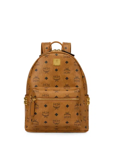 Mcm Stark Side Studs Backpack In Brown