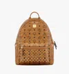 Mcm Stark Side Studs Backpack In Gold Crystal Visetos In Cognac