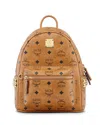Mcm Stark Side Studs Backpack In Visetos In Cognac