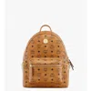 Mcm Stark Side Studs Backpack In Visetos In Brown