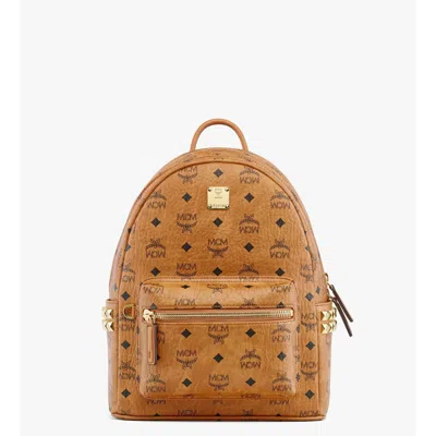 Mcm Stark Side Studs Backpack In Visetos In Brown