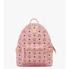 Mcm Stark Side Studs Backpack In Visetos In Pink