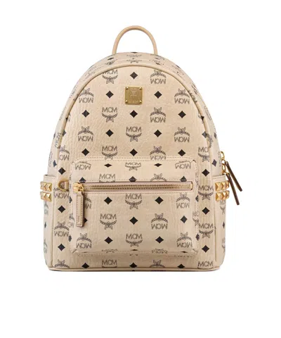 Mcm Stark Side Studs Backpack In Visetos In Neutral