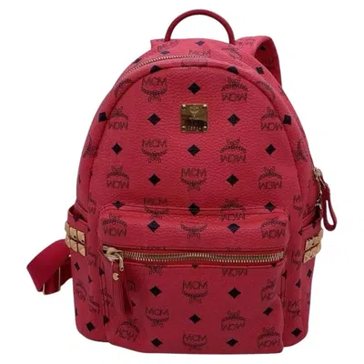 Pre-owned Mcm Stark Side Studs Backpack Visetos Monogram Candy Red South Korea