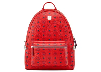 Pre-owned Mcm Stark Side Studs Backpack Visetos Monogram In Candy Red