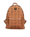Mcm Stark Side Studs Zipped Backpack In Brown