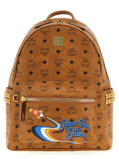 Mcm Stark Small-medium Backpack In Brown