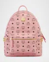 Mcm Stark Small Visetos Backpack In Soft Pink
